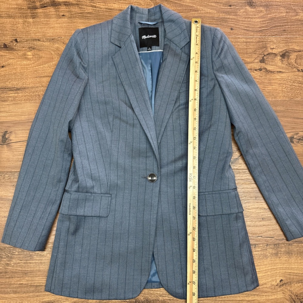 Madewell Women 00 Single-Breasted Blazer Yarn-Dyed Pinstripe NO881 Career Office - Picture 7 of 7